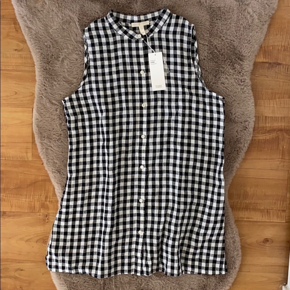 ❗️2 for $30 ❗️ Eileen Fisher NWT  Plaid Top